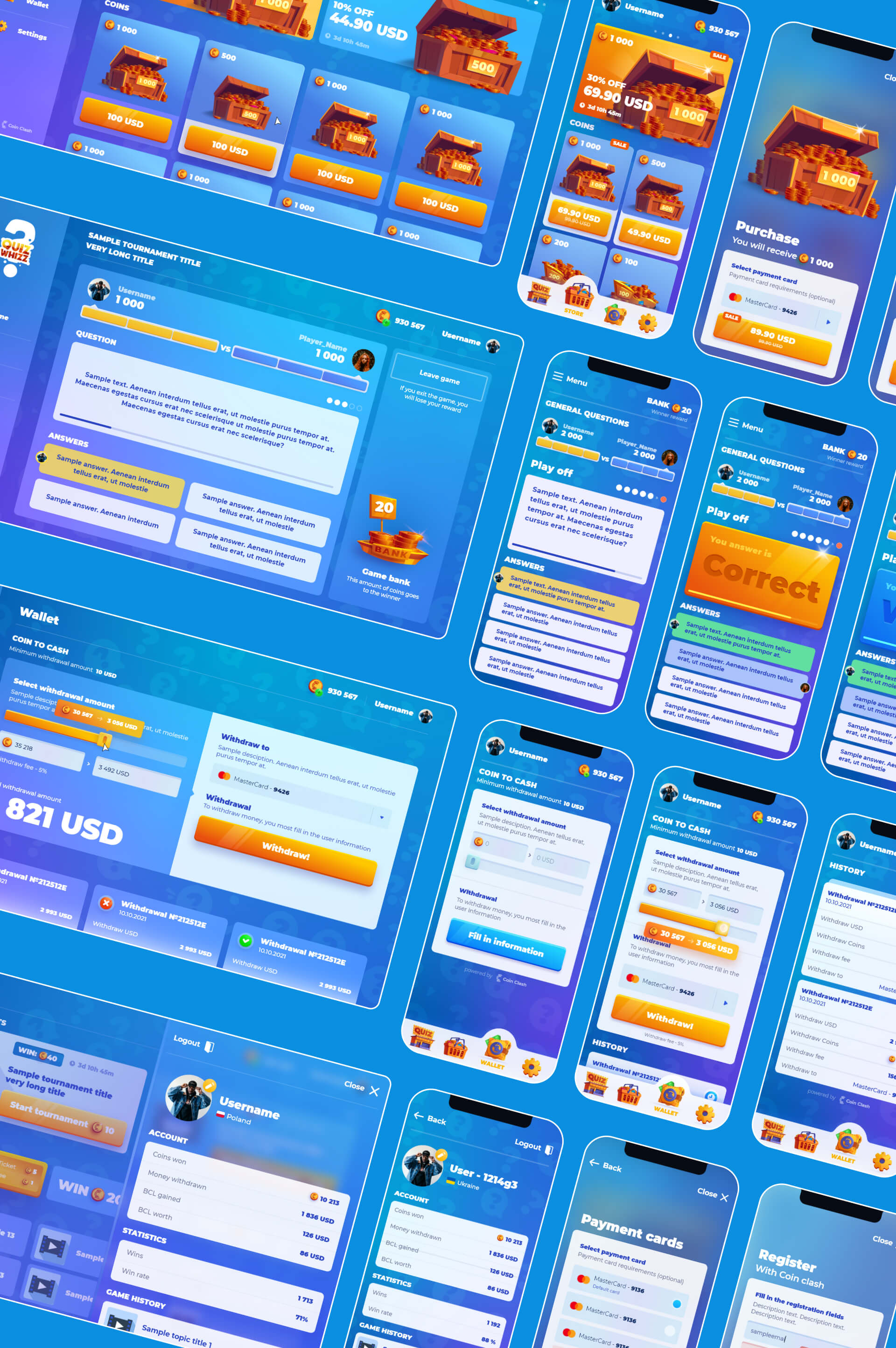 Quiz Whizz: branding, user interface design, icon design, VFX, and art direction