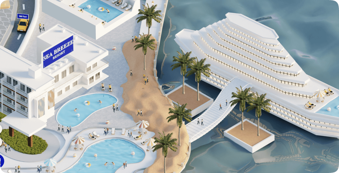 Visa Pay City Static 3D Render